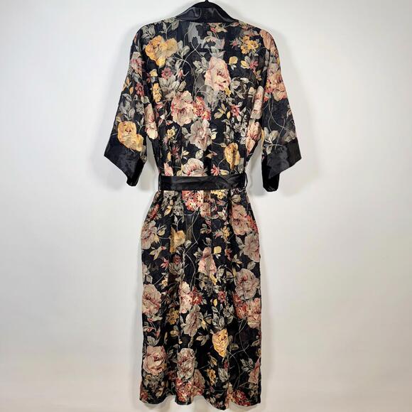 VTG 70’s L.A. Intimates Floral Satin Brocade Kimono Robe - M - Picture 5 of 7